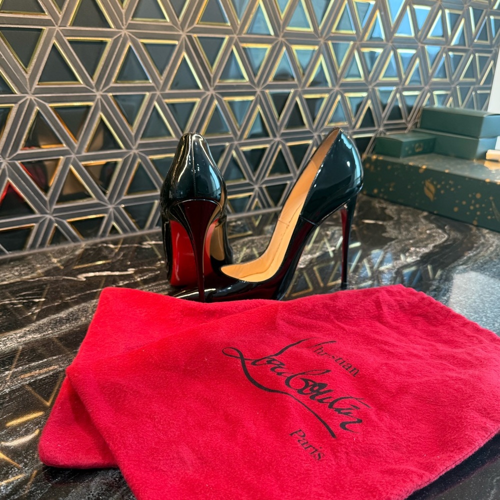 Christian Louboutin Glossy Black Heels with Red Soles